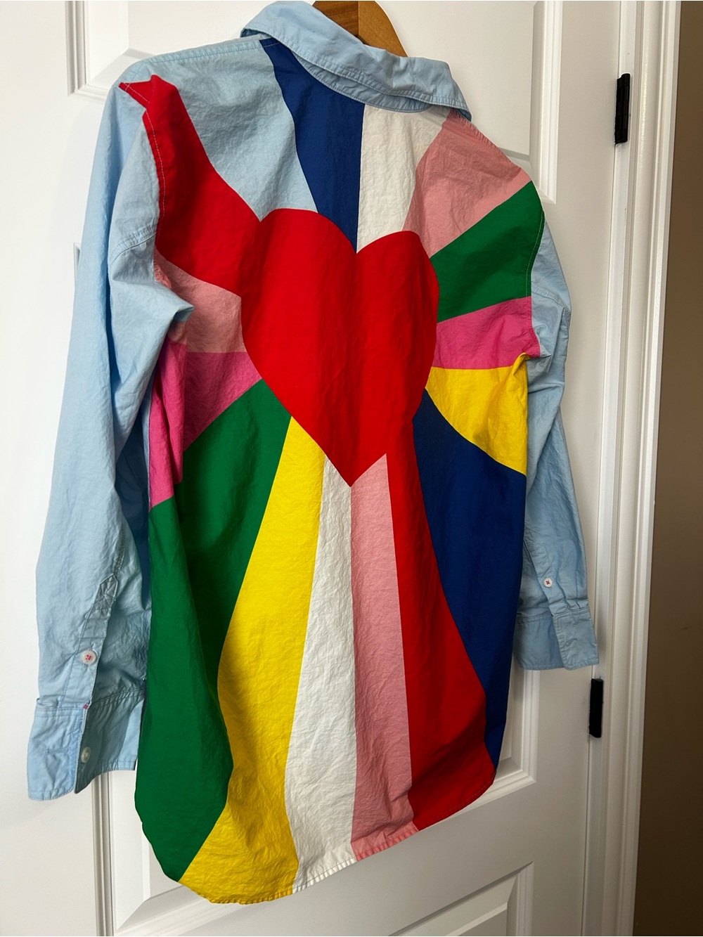 Boden Sadie Heart Rainbow Back Button-Down Shirt 100% Cotton Pride - Picture 4 of 10